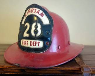 Vintage Merriam Fire Dept Metal Firefighter's Hemet #28