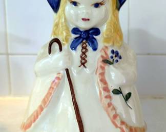 Vintage Ceramic Bo Peep Pitcher, 8" Tall