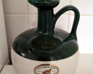 Ceramic Tullamore Dew Irish Whiskey Handled Jug With Stopper, 8.5", And Laphroaig Scotch Whisky Container12"
