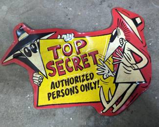Vintage Top Secret Authorized Persons Only Metal Sign
