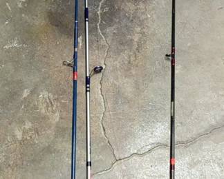 Fishing Pole Assortment Including ABU, Bass Pro Shops, With Reels, Including Zebco, ABU Garcia, And More, Total Qty 3