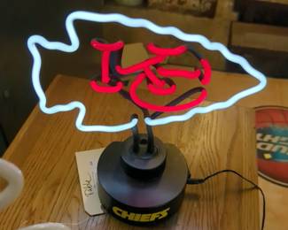 Kansas City Chiefs Arrowhead Neon Light, And Beer Mug Neon Light, Both Power On
