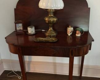 Inlaid Game Table, Oil Lamp