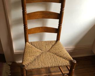 Old Ladder Back Chair w/ Rush Seat
