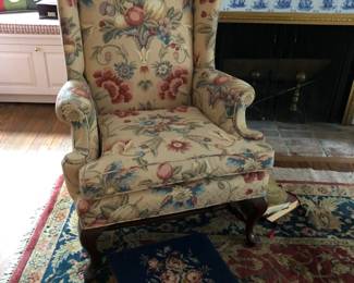 Wing Chair, Needlepoint Foot Stool