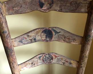 Antique Ladder Back Chair - Hand Painted Scenes