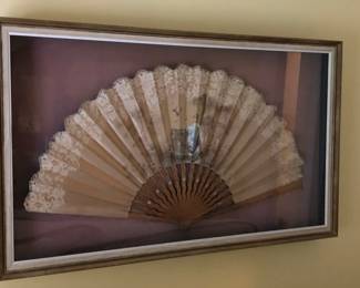 Framed Hand Painted Fan