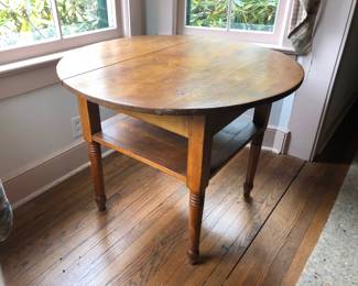 Old Plank Top Tavern Table w/ Turned Legs