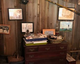 Dresser, Fishing Poles, Lantern