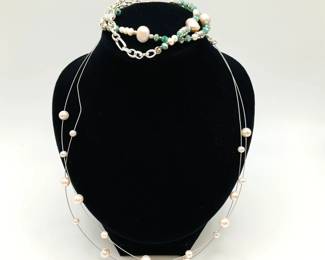 Pearl Beaded Bracelet and Necklace