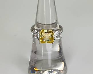 Citrine and CZ Sterling Silver Ring