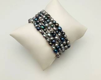 Freshwater Pearl and Bead Elastic Bracelets