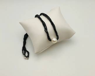 Freshwater Pearl and Black Spinel Necklace