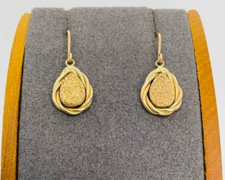 Gold Druzy Teardrop Earrings