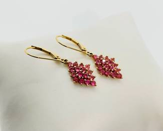 14K Gold Pink Tourmaline Earrings