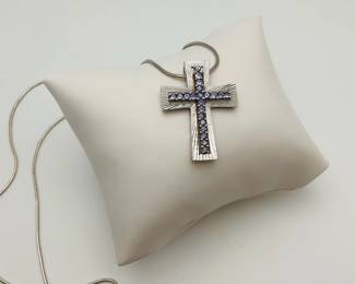 Sterling Silver Rope Chain with Cross Pendant