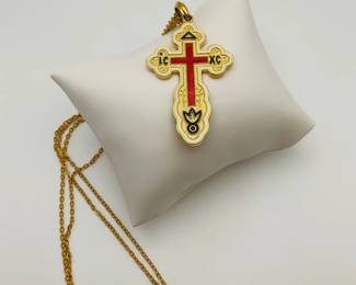 Jackie Kennedy Russian Cross Reproduction on Gold Double Chain