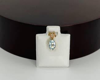 Oval Cut Blue Topaz Pendant