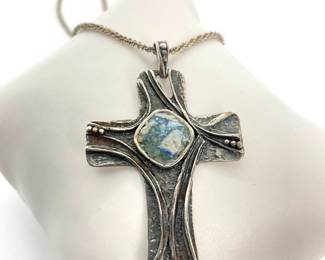 Sterling Silver Cross Pendant on Fine Silver Chain