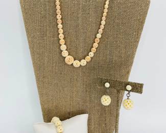 Art Deco Style Resin Beaded Necklace, Bracelet and Earrings Set