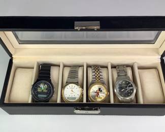 Leather Watch Display Box wth Four Watches