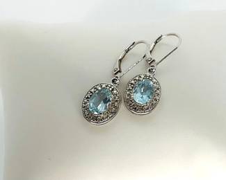 Topaz and Diamond Sterling Silver Earrings