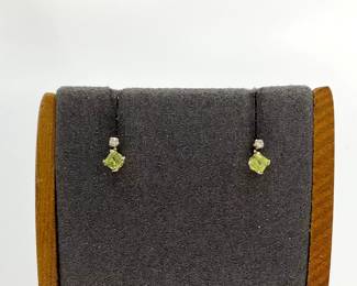 10K Gold Peridot and Diamond Earrings
