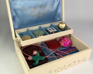 Vintage Jewelry Box Containing Pill Boxes, Change Purses and More

