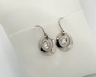 14K White Gold CZ Earrings
