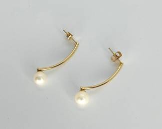 14K Gold Pearl Earrings