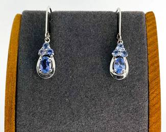 Tanzanite Sterling Silver Drop Earrings