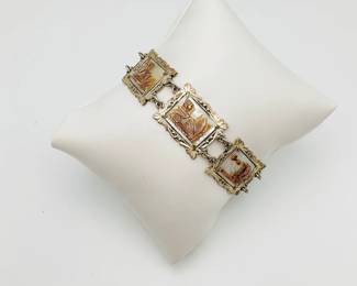 Vintage Camexco & Co. 800 Silver Mother of Pearl Scenes Cameo Bracelet