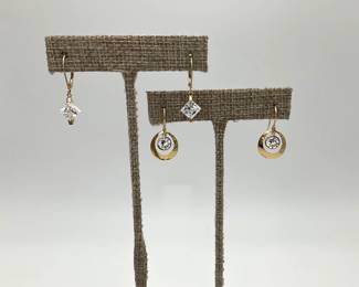 14K Gold Drop Earrings with CZ