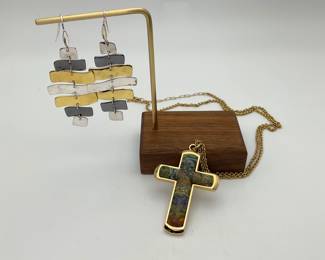 Brass Earrings and Pendant