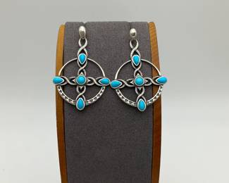 Sterling Silver and Turquoise Cross Earrings