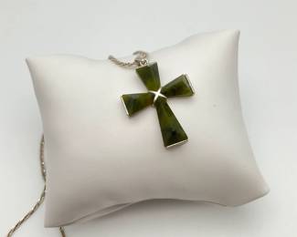 Marble Irish Cross on Fine Silver Chain