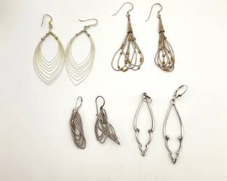 Sterling Silver Fish Hook Dangle Earrings