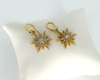 Sterling Silver Gold Tone Rhinestone Earrings