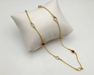 Multi Gemstone Gold Plated Silver Necklace