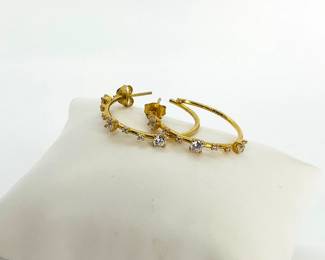 Gold Tone Sterling Silver CZ Earrings