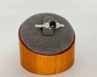 Ethiopian Black Opal and White Sapphire Sterling Silver Ring