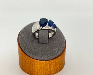 Stainless Steel Blue Stone Ring