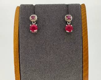 Created Ruby Sterling Silver Earrings