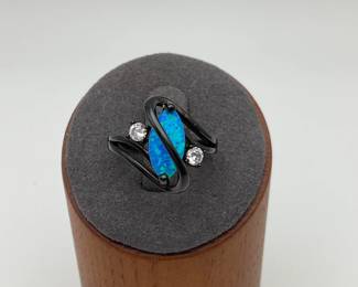 Opal and CZ Ring