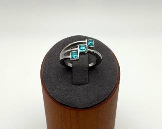 Blue Tourmaline Stainless Steel Ring