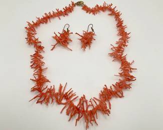 Coral Necklace and Earrings