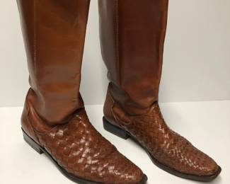Leather woven calf high boots. Size 7