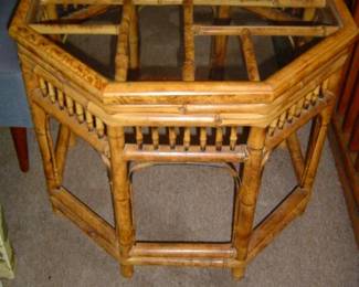 Vintage bamboo coffee table with new glass top, 3/8" thick.