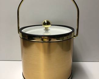 MCM gold lucite topped ice bucket.  Perfect condition.