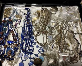 Silver 926 and Lapis Necklaces, Earrings, Pins and Pendants